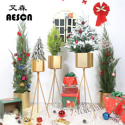 Nordic iron wicker flower stand, metal minimalist flower pot rack, artificial flowers, green plant pot, indoor living room office decoration