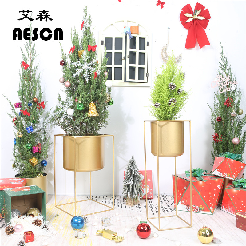 Nordic iron wicker flower stand, metal minimalist flower pot rack, artificial flowers, green plant pot, indoor living room office decoration