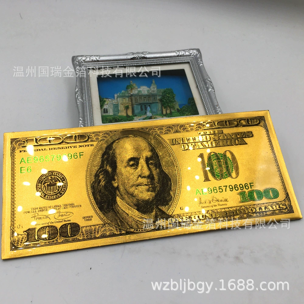 Доллар США наклейка на холодильник фабрика прямых продаж алюминиевая фольга золотая фольга наклейка на холодильник с мягким магнитным каплям магнитный привод для внешней торговли