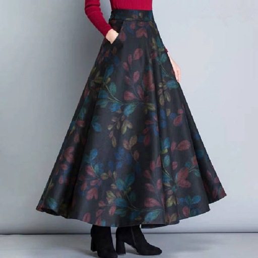 Plaid long autumn long skirt