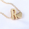 Fashionable universal necklace with letters, short chain for key bag  heart-shaped heart shaped, European style, English letters, simple and elegant design, wholesale