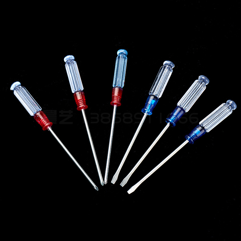 Crystal screwdriver 3MM small screwdriver transparent handle repair mobile phone computer small screwdriver cross word mini batch