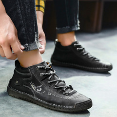 馬丁靴男新款豆豆休閒鞋男外貿大碼商務男鞋大碼縫製皮鞋加絨