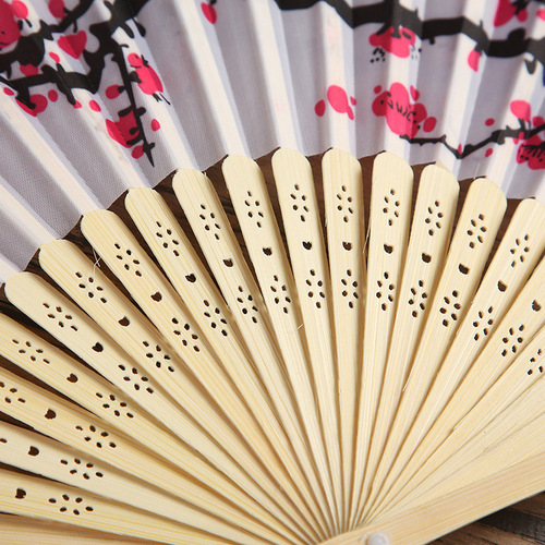 Plum Blossom Fan Chinese Style Classical Women's Folding Fan Wedding Elegant Cloth Fan Gift Fan Bamboo Fan Floor Stall Logo Foreign Trade