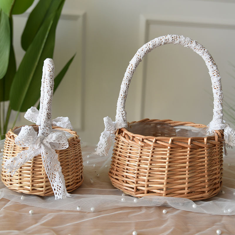 Flower basket rattan hand woven in stock flower girl flower crafts floral flower shop basket flower basket portable small basket