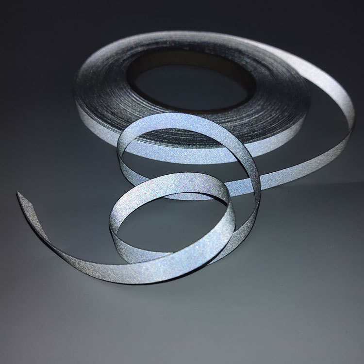 批发弹力反光布1cm亮银双面弹力反光布 银灰色弹力反光条 可裁切