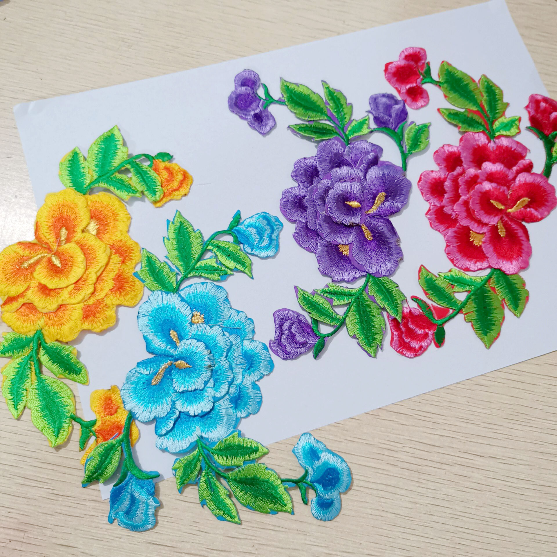 舞台服装辅料礼服旗袍花纹民族刺绣布贴立体牡丹刺绣贴花动漫DIY