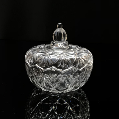 高透水晶玻璃糖果罐大号玻璃盅带盖储物盒家居装饰玻璃器皿批发|ms