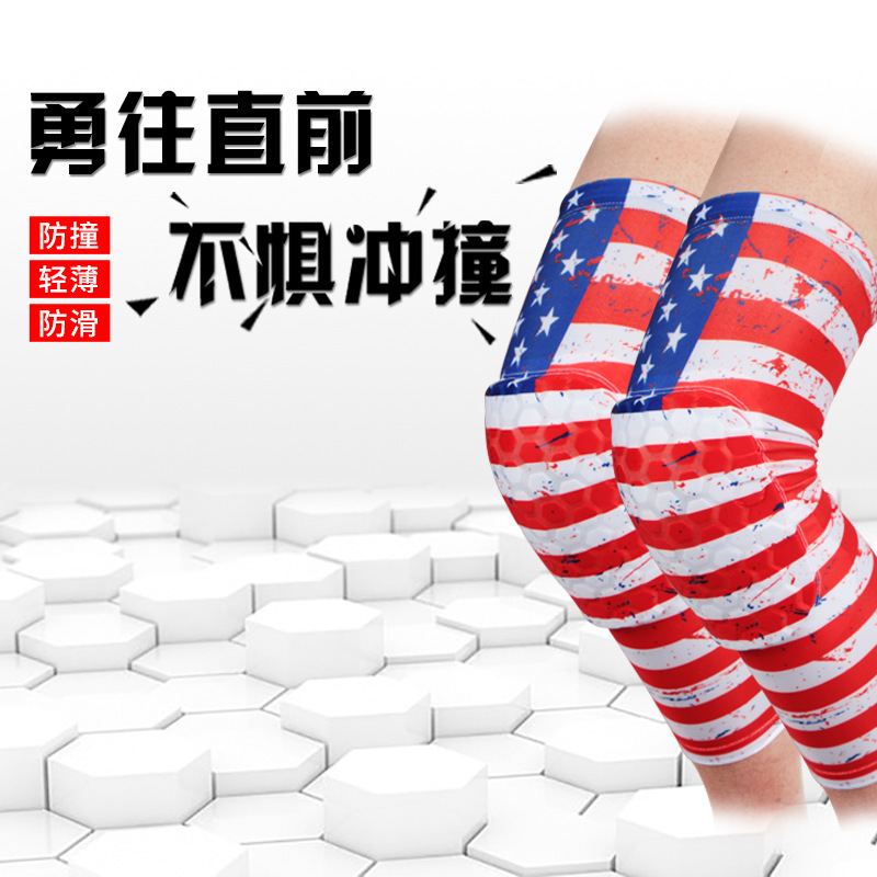 Honeycomb Basketball Breathable Knee Pads Sports Elbow Pads Wholesale American Flag Riding Anti-collision Leg Cover Volleyball Knee Pads