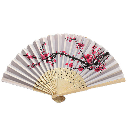 Plum Blossom Fan Chinese Style Classical Women's Folding Fan Wedding Elegant Cloth Fan Gift Fan Bamboo Fan Floor Stall Logo Foreign Trade