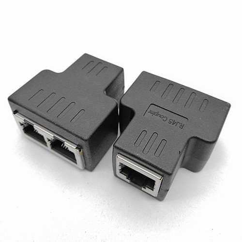 RJ45 network T-junction, network cable splitter, 8P8C computer network cable extender adapter