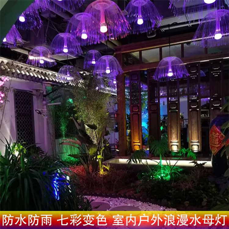 LED de fibra óptica de colores que cambia de color de doble capa marinero luz intermitente Cadena de luz cielo estrellado decoración al aire libre árbol colgando iluminación