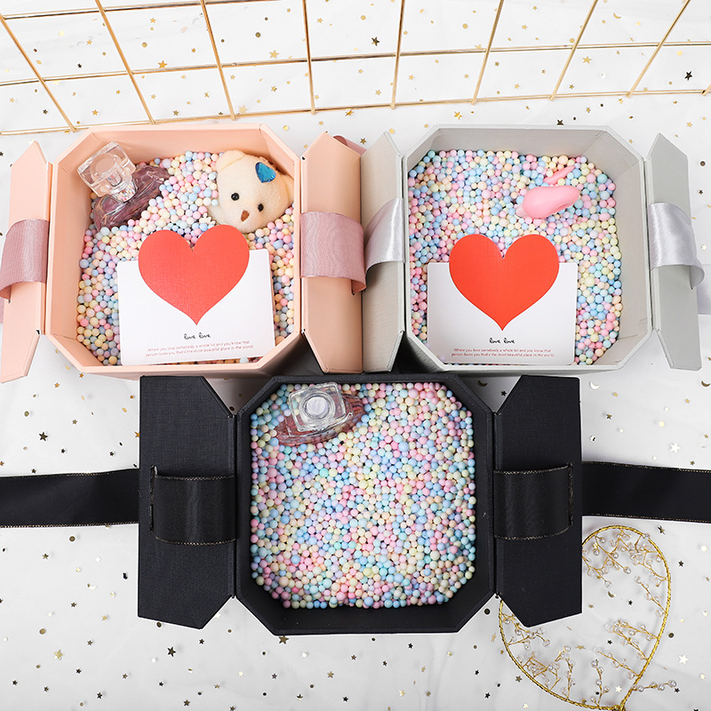 创意翻盖八角礼物盒生日礼物盒礼品盒口红化妆品礼盒结婚伴手礼盒