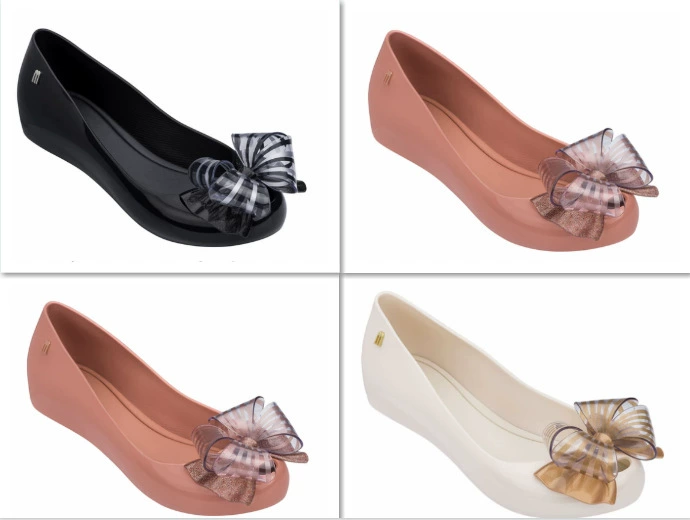 Новая Мелисса та же женская обувь светло-рот одиночные туфли с бантиком рыбки желе сандалии родитель-ребенок плоская пляжная обувь