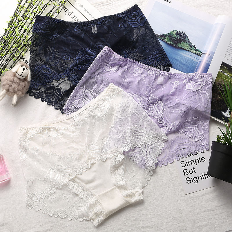 Xiaotianer 647/649 high waist hip lifting hollow mesh transparent lace underwear sexy breathable women's briefs