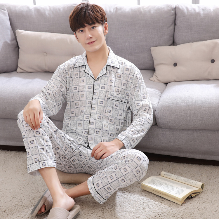 Conjunto de Pijama de Manga Larga para Hombre de Algodón de Punto Cómodo para Hogar image 3