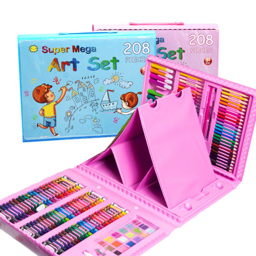 208pcs painting gift set learning stationery art supplies children's easel paintbrush tools watercolor set