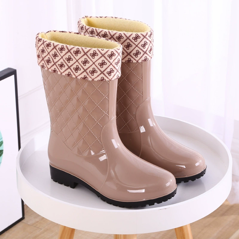 Новые мужские резиновые сапоги-ботфорты Shanghai Erxiang Ms. Medium Low Tube Fashion Rain Boots Khaki PVC Rain Radies Anti-acid - Alkali Water Shoes 839