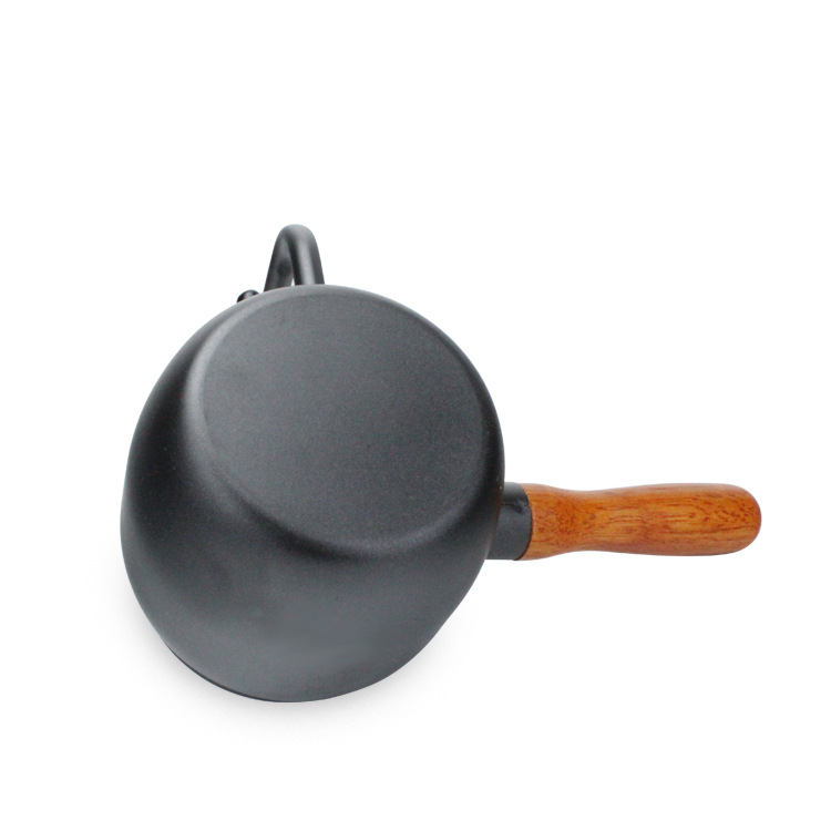 Acero inoxidable mano cafetera 304 Moka boca larga boca delgada tetera mango de madera larga teflón cafetera al por mayor