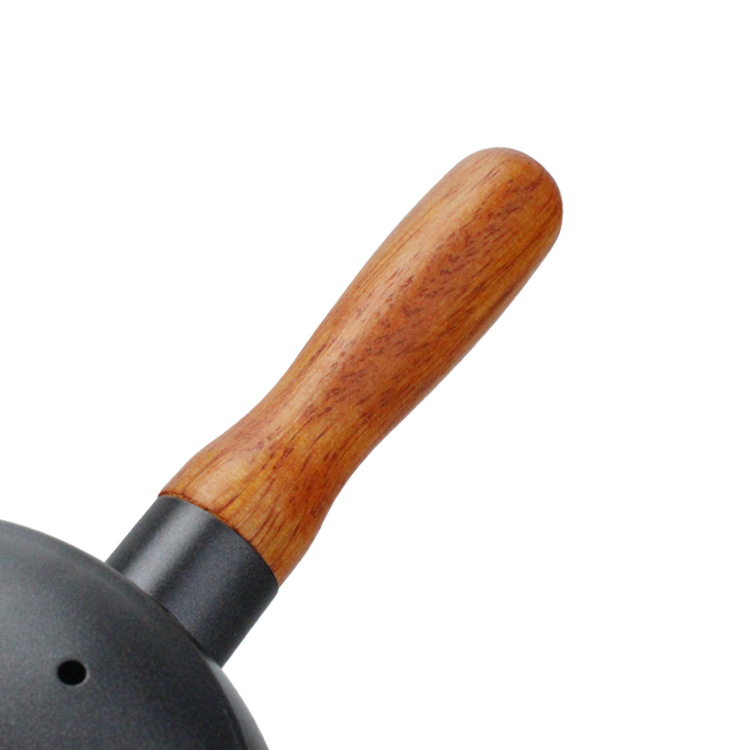 Acero inoxidable mano cafetera 304 Moka boca larga boca delgada tetera mango de madera larga teflón cafetera al por mayor