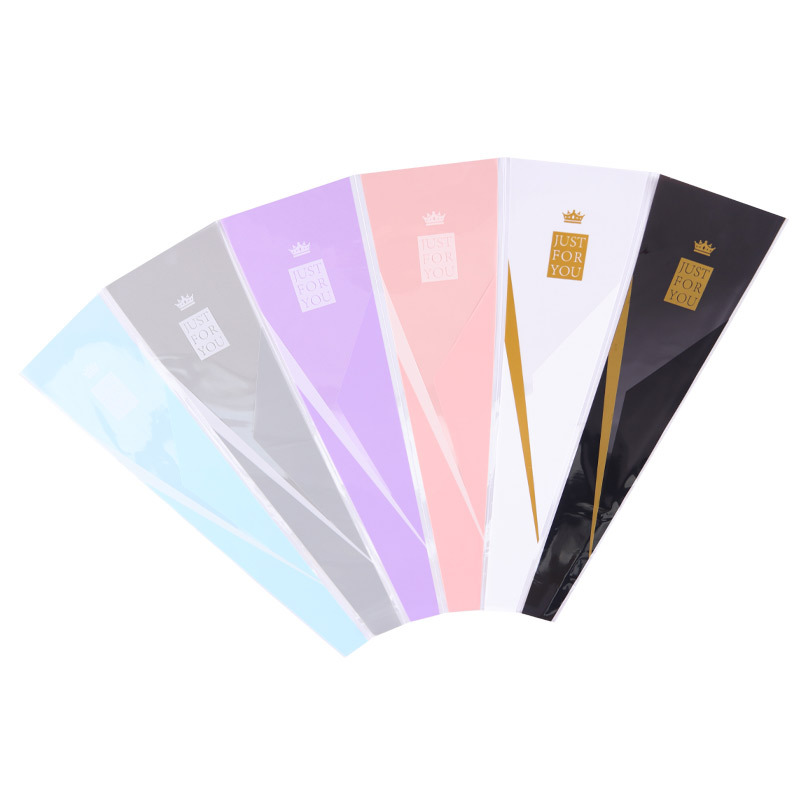 Corona triángulo bolsa de impresión dorada sola rosa diosa Festival flor bolsa de embalaje tienda de flores bolsa de ramo flor material al por mayor