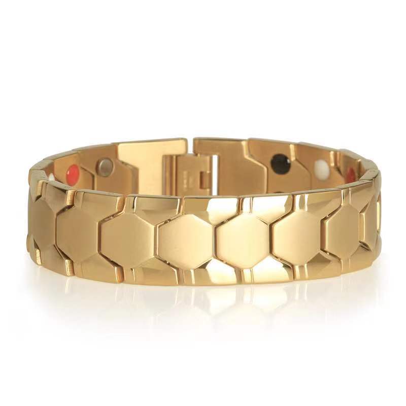 2PCS Hot selling Men's Spherical Hexagonal Magnetic Four in One Wide Edition Bracelet_voghion.com