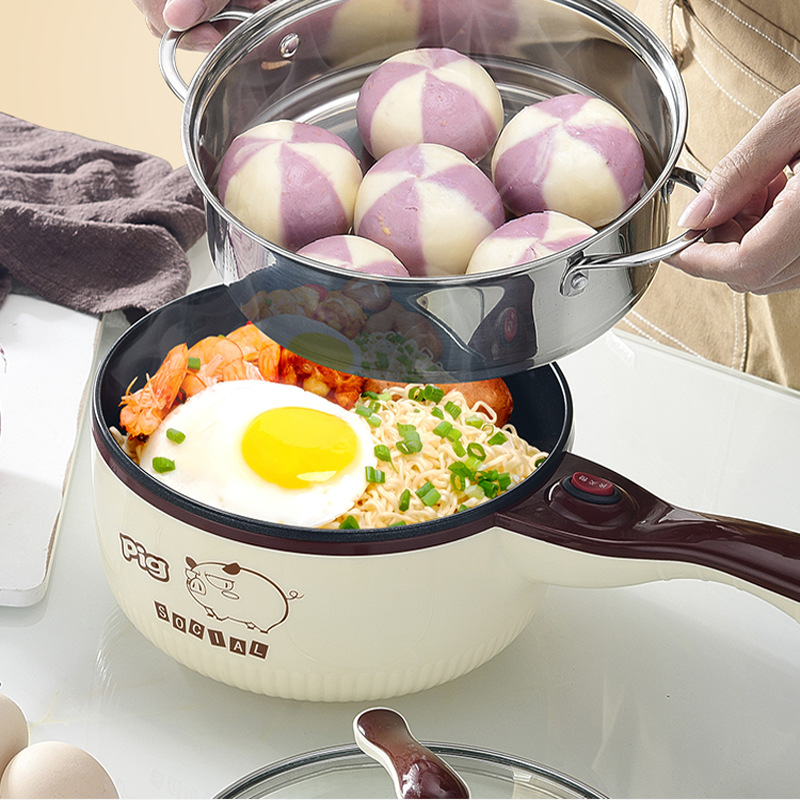 Electric Cooking Pot Electric Frying Pot Multi-functional Electric Heating Pot Non-stick Pot Household Student Dormitory Electric Rice Cooker Small Household Appliances