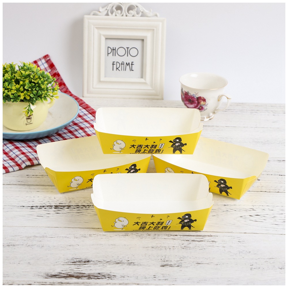 彩印炸鸡包装船盒 定做薯条汉堡打包盒  外卖食品盒批发定制厂家