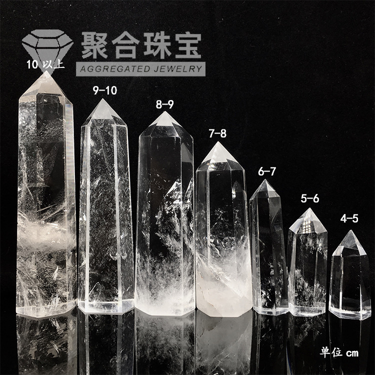 Natural White Crystal Column White Crystal Hexagonal Prism Ornaments Transparent Energy Hexagonal Column Raw Stone Polished Crystal Ornaments