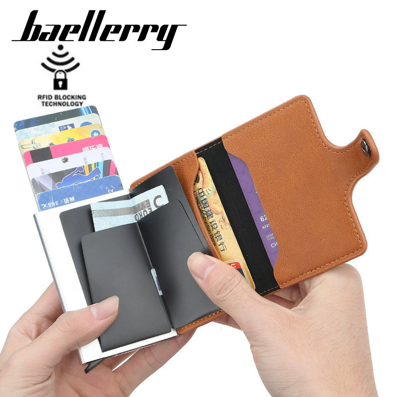 Новый мужской портмоне для карт Baellerry RFID автомат Bomb - тип банковская карта зажим металлическая алюминиевая оболочка антимагнитный защитный чехол