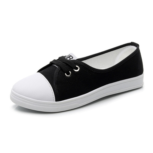 Versatile 2024 Spring Shallow Mouth Canvas Shoes Women's Shoes Student New White Shoes Korean Style Breathable Flat Bottom Nurse Shoes