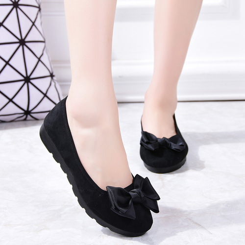 Old Beijing Fabric Shoes Women's Single Shoes Soybean Shoes Maternity Black Work Shoes Soft Sole Anti-Slip Mother Shoes Lazy One-Pot Meal