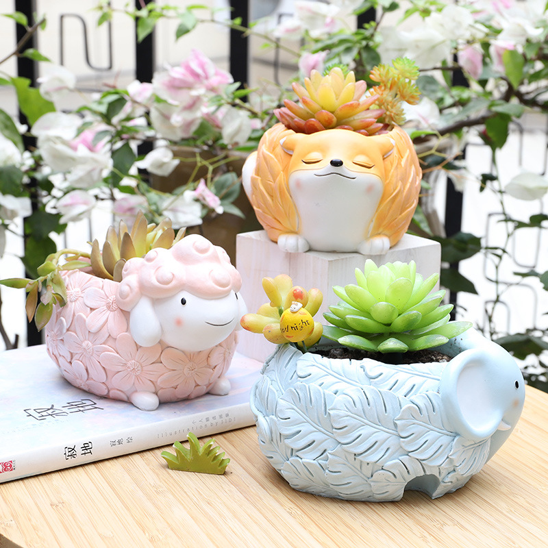 Chậu Cây Resin Chậu cây mọng nước hình động vật resin, chậu mini trang trí nhà, văn phòng và tiểu cảnh (RG-263)