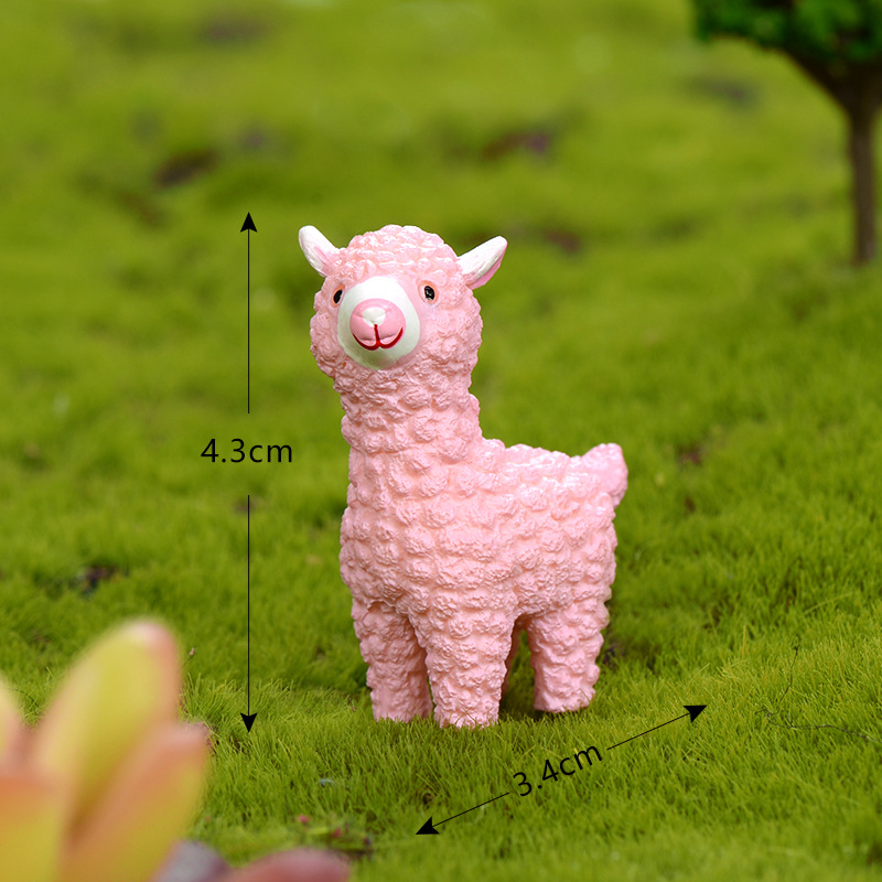 Lạc đà alpaca mini, móc khóa thú cưng, phụ kiện trang trí chậu cây siêu dễ thương (z-CJ-779)