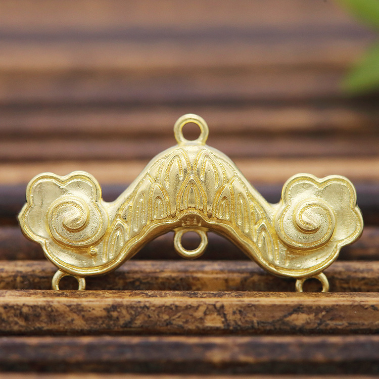 Korean version of cast copper diy jewelry moire pendant simple retro hairpin accessories hair accessories tassel material 15*20mm