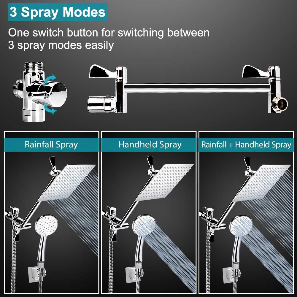 Amazon americano oculto brazo de soporte de extensión de tres vías shunt sobrealimentado de ahorro de agua superior spray de mano doble traje de Ducha