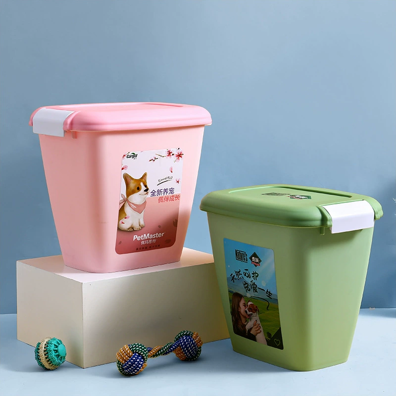Пластиковые герметичные влагостойкие ведра для хранения домашних животных ведра для собак, ведра для кошачьих зерновых ведра среднего размера большой 5kg 15 кг Рекламное продвижение
