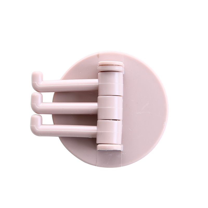 Multifuncional baño pared rack Punch-libre estante sin fisuras gancho giratorio fuerte 3-rama giratoria gancho pegajoso