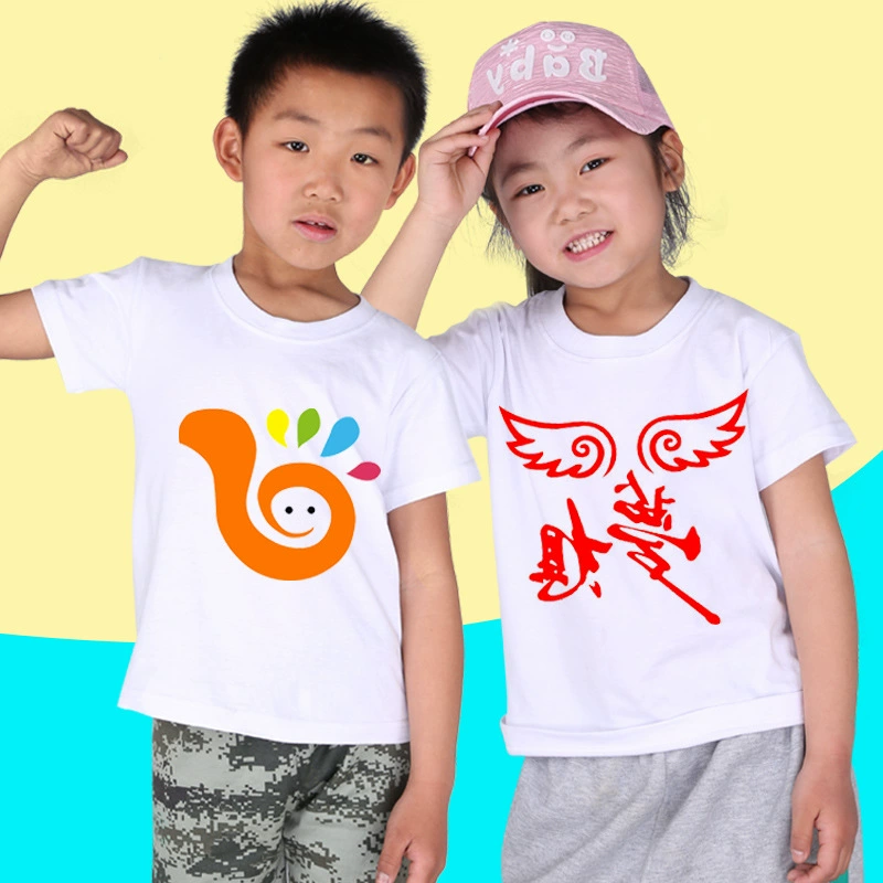 Детская футболка из хлопка 200 г футболка из чесаного хлопка 15 видов цветов Детская футболка с круглым вырезом и коротким рукавом с принтом