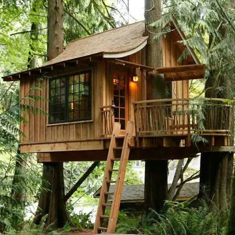 Outdoor Anti-Corrosion Wooden Tree House, Assembleable, Popular on Social Media, Triangular Cabin, Eco-Tourism Resort Villa, All-In-One House