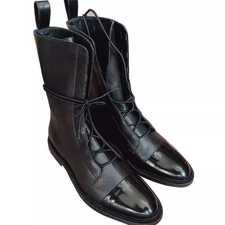 Cross -border overseas trade flat low -heeled leather boots female…