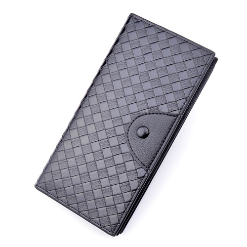 New men's wallet men's long wallet men's retro woven pattern large capacity multi-card slot fashion wallet suit bag