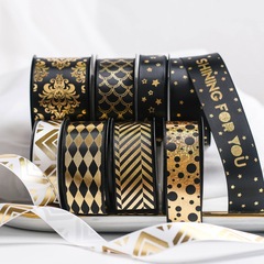 Black gold-braided ribbon DIY bow hair accessory floral material packaging ribbon, straw hat shoelace flower gift box ribbon