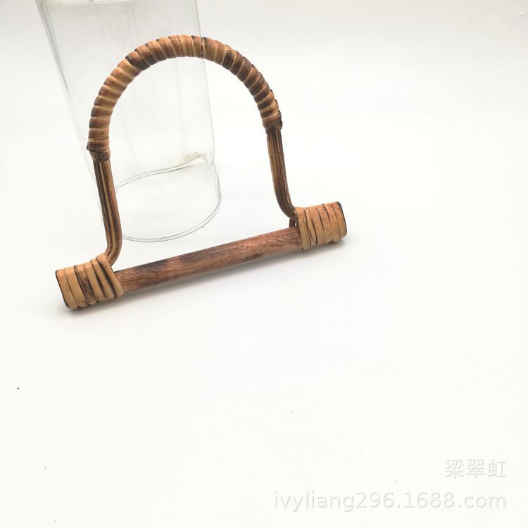 16CM 藤编织衣架形提手 手工拼布包包编织藤挽手 复古包手挽 藤把