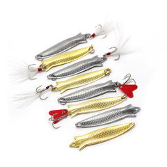 Spinning lure 4.7g three-pronged fish scale willow red heart bright sheet gold and silver spoon-shaped metal plate fishing lure
