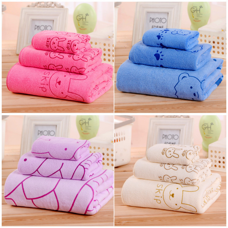 Factory microfiber square towel towel bath towel three-piece rabbit cartoon printing 70*140 Philippines beach towel