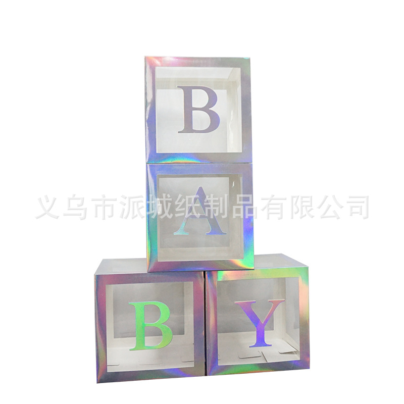 Ins Internet Celebrity caja transparente Cumpleaños de un año del bebé 26 letras graduación decoración de la boda BABY Balloon Box