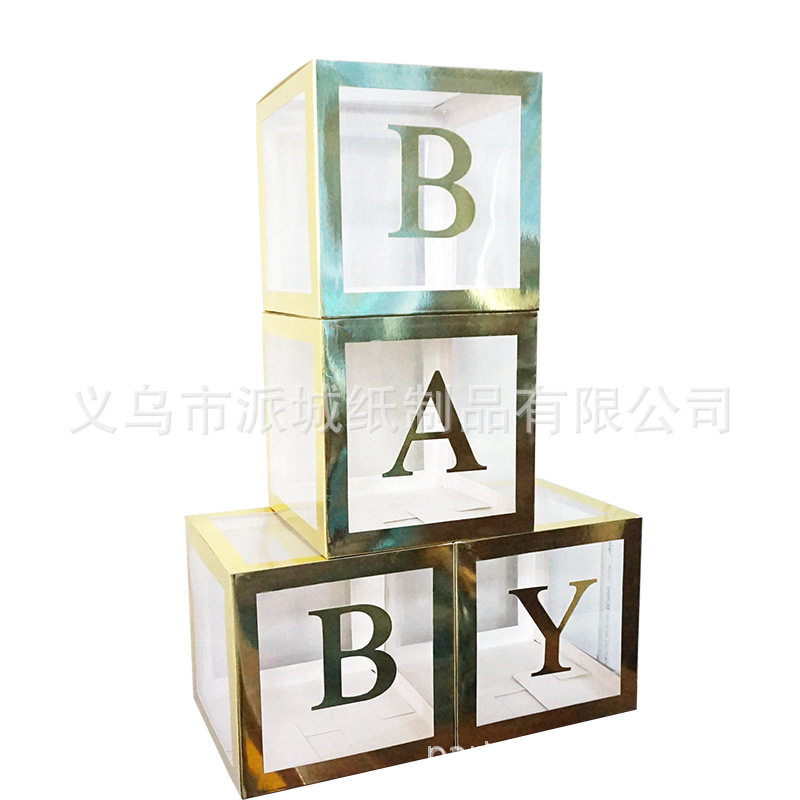 Ins Internet Celebrity caja transparente Cumpleaños de un año del bebé 26 letras graduación decoración de la boda BABY Balloon Box