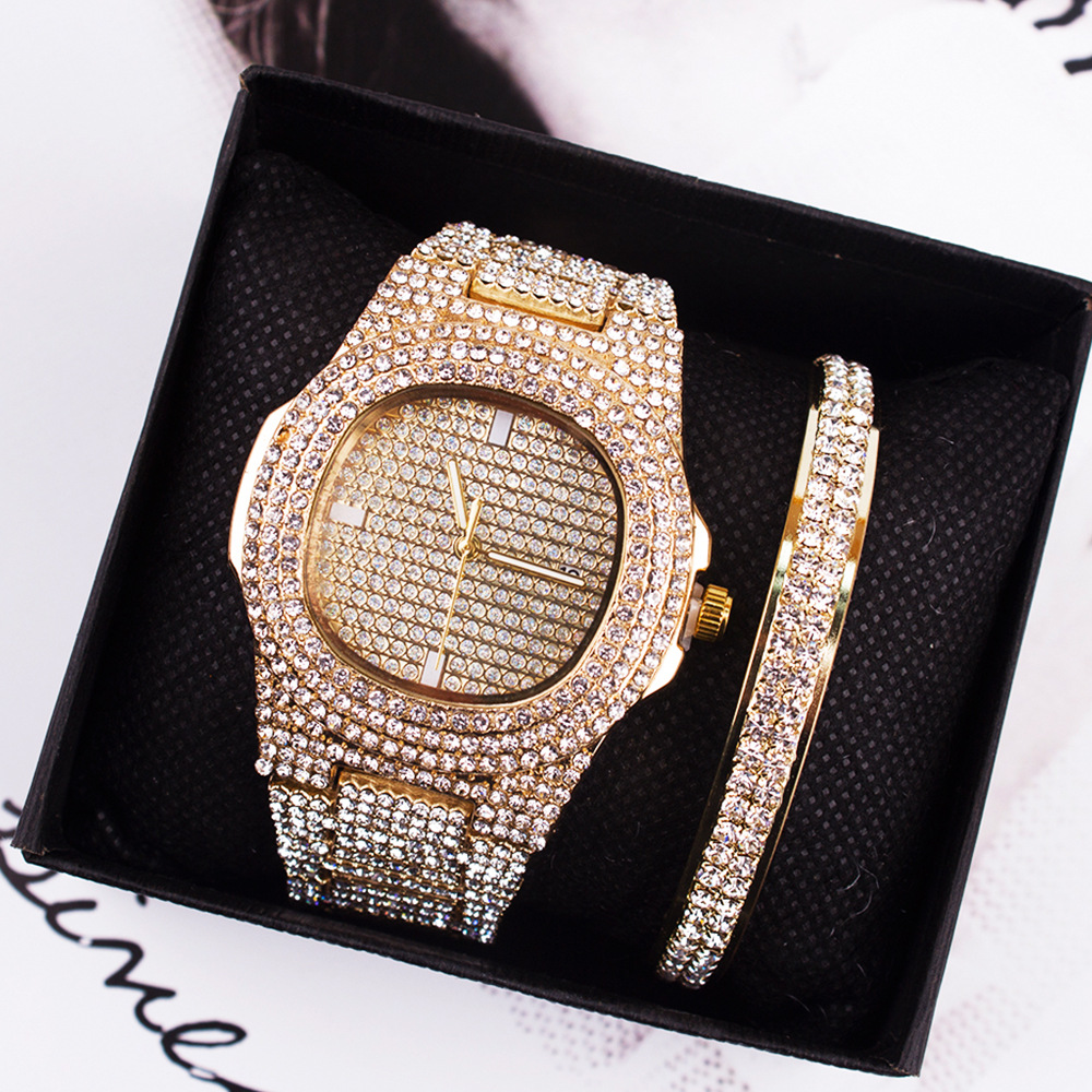 Diamante reloj de pulsera de moda set pulsera de las señoras relojes de las mujeres