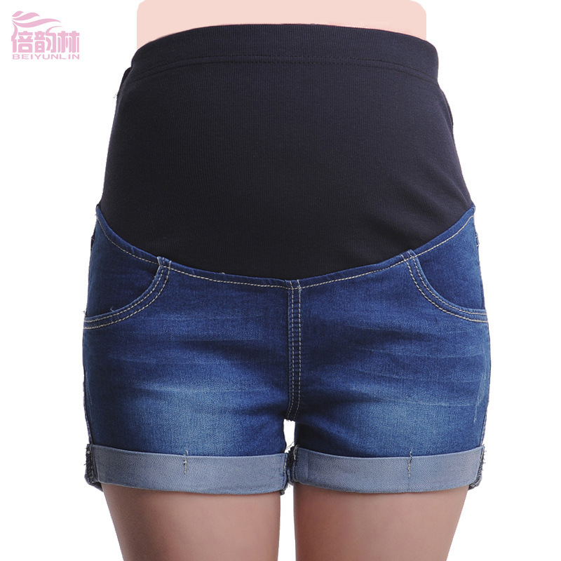 Summer Denim Shorts for Pregnant Women, Slimming Outer Wear, Belly Support Pants for Pregnant Women, Elastic Maternity Wear, Maternity Pants, Cross-Border Ready Stock
